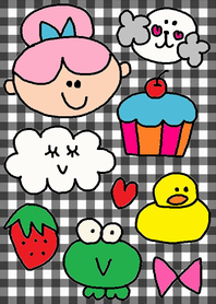 (Happy girl (black check) )