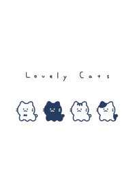 Smile Cats/white navy.