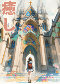 ปราสาทโบสถ์ทาสีแก้วและเด็กผู้หญิง 1