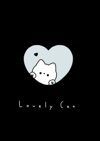 Cat in Heart(line)/light blue black.