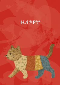 Cat Stuffed01 on red & beige