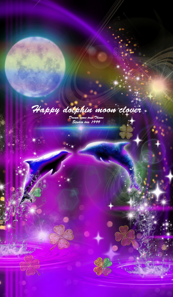 愛運氣 Happy dolphin moon clover pink