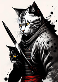 Ink wash cat samurai 16D4Ad