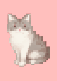 Tema Seni Piksel Kucing Merah Muda 02