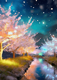 Beautiful night cherry blossoms#578