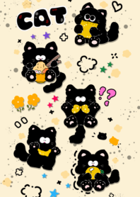 Black cat eats noodles2