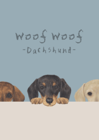 Woof Woof - dachshund - DUSTY BLUE
