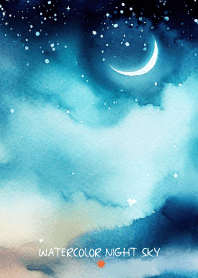 WATERCOLOR NIGHT SKY-moon 58