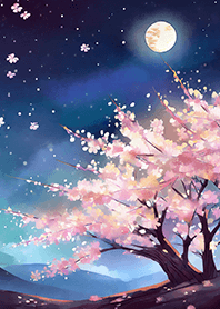 Beautiful night cherry blossoms#1416