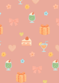 Small items on pink & blue