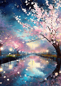 Beautiful night cherry blossoms#2077
