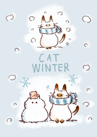 簡單的 貓 冬天 白色 藍色