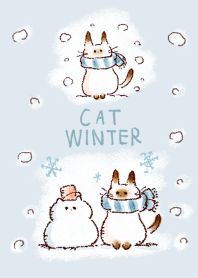 simple Cat winter white blue.