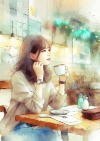 可愛的女孩和咖啡V.31