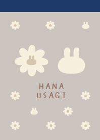 Retro Flower&Rabbit / Navy&Gray