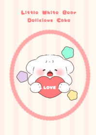 Little white bear and delicious cake