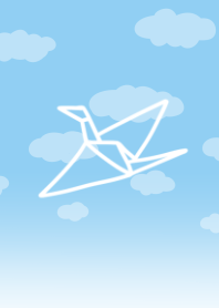 Origami crane and blue sky theme
