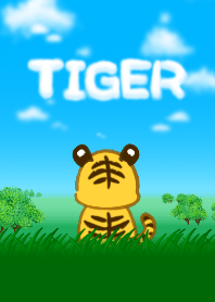 tiger in the meadow (sky, modified ver.)