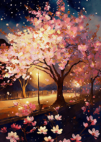 Beautiful night cherry blossoms#1237