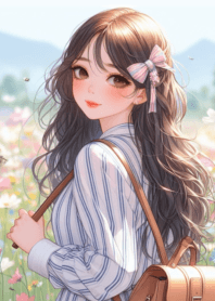 Minimal girl flower garden 536