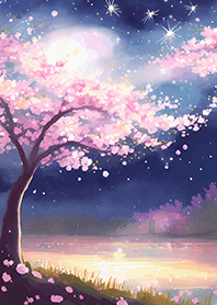 Beautiful night cherry blossoms#320