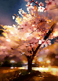 Beautiful night cherry blossoms#1812