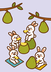 兔子吃柚子過中秋節-淺紫色