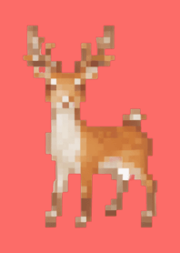 Deer Pixel Art Theme  Red 01