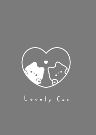 Pair Cats in Heart(line)/dark gray.