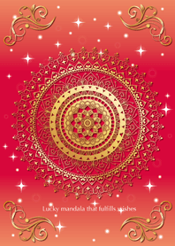 Lucky mandala -Gold & Red-