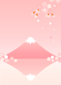 毎日が桜の季節-ピンク富士山の反射