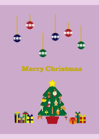 クリスマスツリーとオーナメント 薄い紫