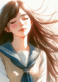 流れるような長い髪の女の子 II