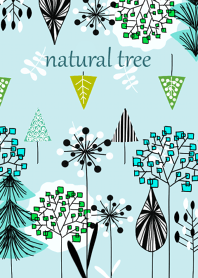 北欧デザインの森の中・ライトブルー