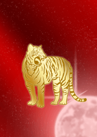 黄金和红色的生肖-老虎-