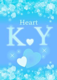 K&Yイニシャル運気UP!幸せのハート青ブルー