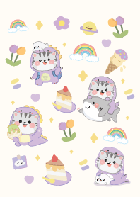 แมวน่ารักเลิฟสีม่วง