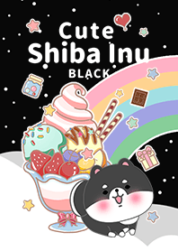 冰淇淋星空 可愛寶貝黑柴犬 黑色