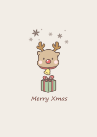 Reindeer and Present -brown-