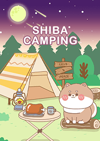可愛寶貝柴犬-在星空下露營野餐(紫色漸層