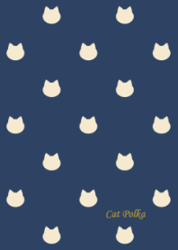 Cat Polka[Navy and Beige]