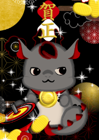 Happy New Year(gold medal,dragon,black)