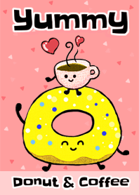 맛있는 도넛과 커피 귀여운 음식 친구