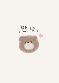 A fluffy bear. watercolor. Korean.
