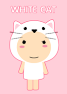 Simple Girl Cute White Cat theme