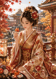 秋日宮廷中的優雅女子
