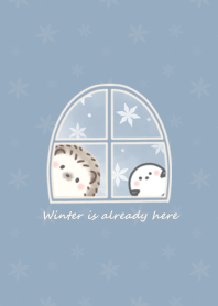Hedgehog and Shimaenaga -winter2- blue