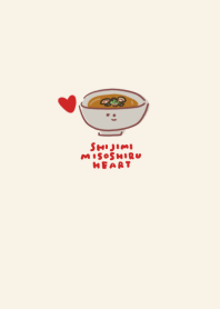 simple Miso soup with clams heart beige