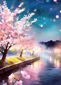 Beautiful night cherry blossoms#853
