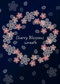 Cherry Blossoms wreath (indigo blue)